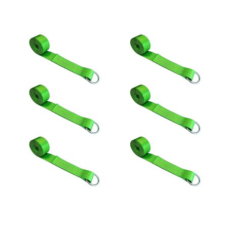 TIE 4 SAFE 2" x 10' Lasso Strap w/ O Ring Auto Tie Down Wheel Lift Tow Truck Trailer Green, 6PK TWS21-510-W9-GR-C-6